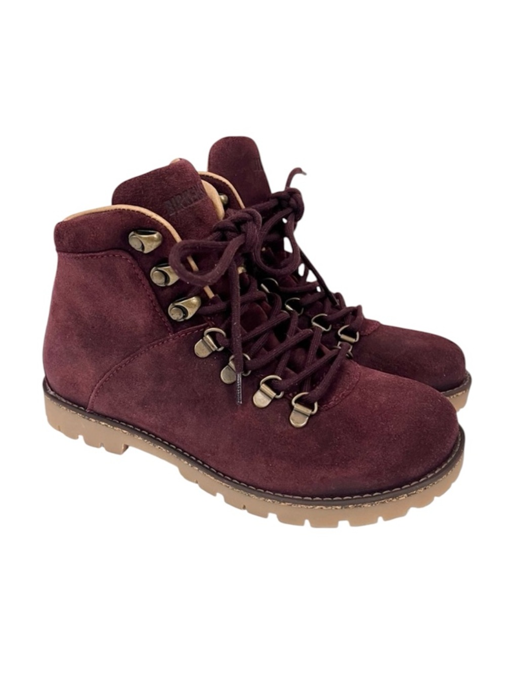 Birkenstock Jackson Ochre Burgundy Leather Lace Up Hiking Mountain Boots
